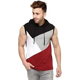 Men Sleeveless Cotton Hoodie Sweatshirt Gym Sports Hoodie for Men Tiranga Pattern Hoodie-picture-44