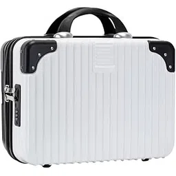 MENEFLIX Mini Hard Shell Travel Luggage Makeup Vanity Case with Lock Password Zipper Bag for Women Portable Water Proof Carrying Suitcase Organizer (Black-White)-picture-40