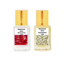 Menjewell Unisex Rose Fresh & Royal Mogra Attar, 5 ml Each (Set of 2)-picture-32