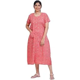 menmaii Women's [L- 4XL] Full Open/Front Buttoned [a Kind of Adaptive Clothing] Multipurpose Nighty for Maternity/Pregnancy/Elderly/Patient/Feeding/Hospital Purpose Nighty_ Calf Length-picture-55