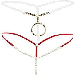 Men’s and Women’s Polyester Spandex G-String Thongs Combo Pack (White & Red: Free Size)-picture-10