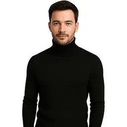 Men’s Black Highneck Pullover Sweater – Stylish Winter Wear, Soft Cotton Knit, Casual & Office Use-picture-23