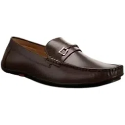 Men’s Brown Synthetic Leather Loafers | Stylish Slip-On Formal & Casual Shoes with Metal Buckle-picture-25