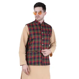 Men's Checkered Nehru Jacket image 2