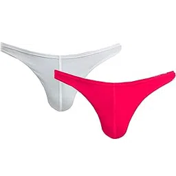 Men's Combo of Nylon Blend Thong Underwear, Free Size Fit for S-M-L Waist, White and Red, 2 Pcs Combo-picture-32