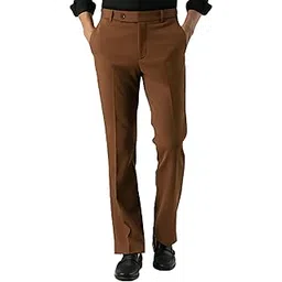 Men's Cotton Mid Waist Bootcut Bell Bottom Solid Formal Trouser | Comfortable Casual Bootcut Pants for Office & Everyday Wear-picture-34