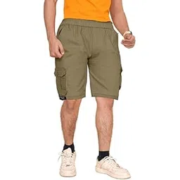 Men's Cotton Regular Fit Solid Shorts, 5 Button Pockets Cango Shorts-picture-45