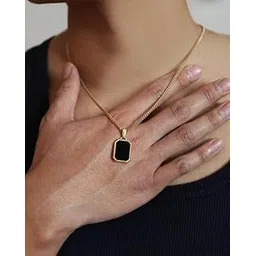 Mens Everyday::Love::Party::Wedding & Engagement Gold-plated Brass Contemporary F1785 Black Pendant-picture-23