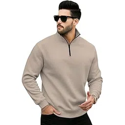 Men's Half Zipper Sweatshirt Fleece Material Collared Winter Wear Loose Fit Warm Pullover Jacket Casual Outerwear for Cold Weather Comfortable Stylish Everyday Use-picture-29