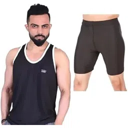 Men's Indian Army Gym Workout Set – Pack of 2 Sleeveless T-Shirt Vests with Half Tights | Breathable, Stretchable Activewear for Training & Running-picture-10