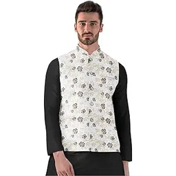 Men's Jacquard Printed Full Sleeve Waistcoat (Beige, 40)-PID53478-picture-26