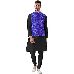 Men's Jacquard Printed Full Sleeve Waistcoat (Blue, 36)-PID53490-picture-16