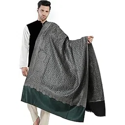 Men's Kashmiri Wool Jamawar Shawl – Elegant Paisley Design – Soft & Warm Winter Wrap Jacquard Shawl/Stole for Men-picture-13