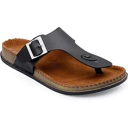 Men's Leather T-Strap Sandals with Buckle-picture-21