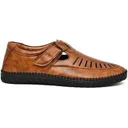 Men's Loafer Stylish Ethnic Peshawari NAGRAA Mojadi Sherwani Sandals Wedding Latest Kolhapuri Brown Tan Black Shoes for Men (Tan, 6)-PID53510-picture-48