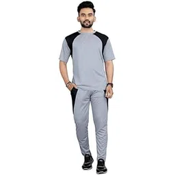 Men’s Nylon Suit– Short Sleeve Gym T-Shirt & Bottom-Coral BLACK C1-P3-picture-14