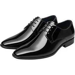 Men's Patent Leather Lace-Up Pointed Toe Derby Shoes for Wedding Party & Formal Occasion-picture-27