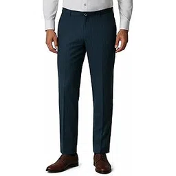 Men's Regular Fit Blue Lining Formal Pants | Matty Cotton | Non-Stretchable Trousers for Office & Casual Wear-picture-46