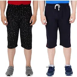 Men's Regular Fit Three Fourth Capri(Pack of 2)(GF_3/4-NEW_P3_Black_44_Navy-S)-picture-48