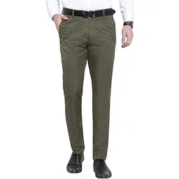 Men's Slim Fit Dress Trousers Men's Cotton Regular Fit Casual Trousers (40, Green)-picture-33