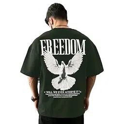 Men's Stylish Cotton Round Neck 3/4th Sleeve Oversized T-Shirt (Green)-picture-28