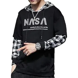 Men's Stylish Printed Hooded Full Sleeve T-Shirt (Black)-picture-40
