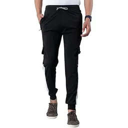 Men's Stylish Slim-Fit Cargo Joggers with Side Stripe - Casual Athletic Track Pants with Pockets-picture-27