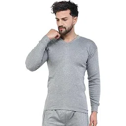 Men's Thermal Top | Antibacterial, Skin Friendly with Superior Heat Retention | Slim Fit Solid Alpine IntelliHeat Thermal Top, Warm Inner Wear V Neck-picture-10