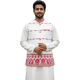 Men’s Traditional Handwoven Cotton Sadri (Jharkhandi & Assamese Style) | Soft & Breathable Premium Cotton Waistcoat Cultural Events, Puja, Wedding & Daily Traditional Use (White 1)-picture-55