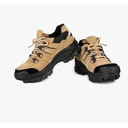 Men's Trekking and Hiking Shoes, Heavy Duty Anti-Slip Outdoor Boots, Beige and Black, Mid Top-picture-15