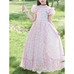 MENSBIT Puff Sleeve Georgette Fit & Flare Dress-picture-57