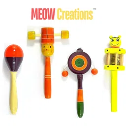 Wooden Egg Shaker, Head, Plate, and Single Bell (Set of 4) Rattle-image-20