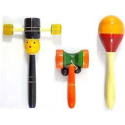 Wooden Head, Damru, and Egg Shaker (Set of 3) Rattle-image-16