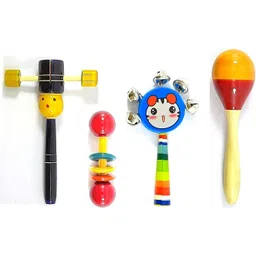 Wooden Head, Dumble, Five Bell, and Egg Shaker (Set of 4) Rattle-image-23