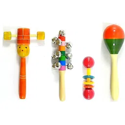 Wooden Head, Ten Bell, Dumble, and Egg Shaker (Set of 4) Rattle-image-13