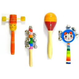 Wooden Head, Ten Bell, Egg Shaker, and Five Bell (Set of 4) Rattle-image-22
