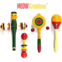 Wooden Man Whistle, Dumble, Plate, and Egg Shaker (Set of 4) Rattle-image-11