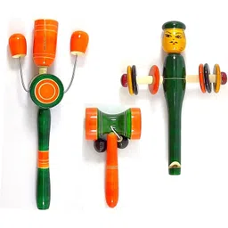 Wooden Tublar, Damru, and Man whistle (Set of 3) Rattle-image-6