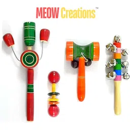 Wooden Tublar, Dumble, Damru, and Ten Bell (Set of 4) Rattle-image-7