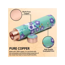 MERCAPE Green & Blue Single Copper Solid Water Bottle image 3