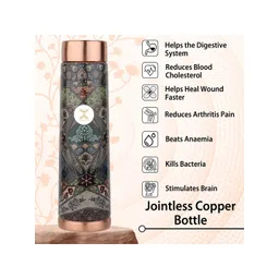 MERCAPE Green & Copper-Toned Single Copper Solid Water Bottle image 3