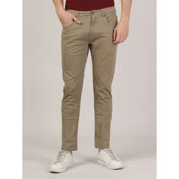MERCHANT MARINE Men Khaki Slim Fit Solid Cotton Trousers-picture-25
