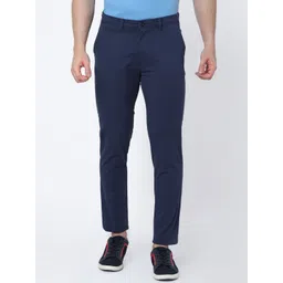 MERCHANT MARINE Men Navy Blue Solid Slim Fit Chinos-picture-31
