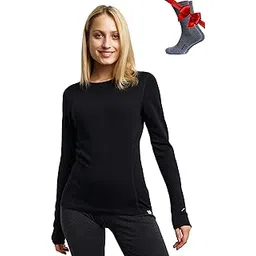 merino.tech Merino Wool Base Layer Women 100% Merino Wool Lightweight, Midweight Long Sleeve Thermal Shirts + Wool Socks-picture-26