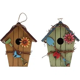 MERISHOPP 2X Country Cottages Wooden Bird House Hanging Birdhouse Condo Garden Decor|Home & Garden|Yard, Garden & Outdoor Living|Bird & Wildlife Accessories|Birdhouses-picture-11