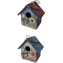 MERISHOPP 2X Wooden Hanging Bird House Nest Pastoral Courtyard Garden Decor Light |Home & Garden|Yard, Garden & Outdoor Living|Bird & Wildlife Accessories|Birdhouses-picture-10
