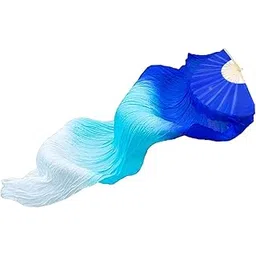 MERISHOPP Belly Dance Faux Silk Veil Fan Props Wedding Shows Handmade for Dancer Women Right Hand Blue-picture-23