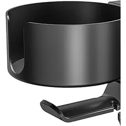 MERISHOPP Headphone Hanger for Desk No Spilling Desk Cup Holder for Office Workstations Black| Storage Rack | Wall Mounted Rack | Kitchen Organizer-picture-30