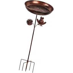 MERISHOPP Iron Bird Bath for Outdoor Rustic Garden Supplies for Outside Backyard Patio-picture-18