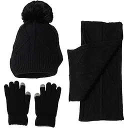 merishopp Winter Hat Scarf Gloves Adults Long Scarf for Running Outdoor Sports Holiday Black|Clothing Shoes & Accessories|Womens Accessories|Hats-picture-18